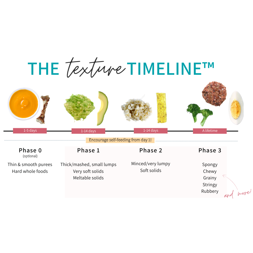 The exclusive Texture Timeline™ for starting solid foods by My Little Eater.