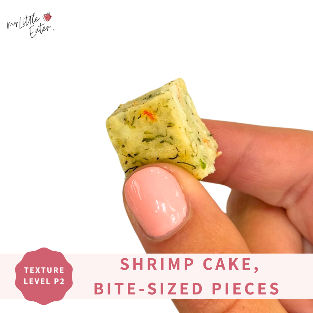 Serve shrimp cakes cut into bite-sized pieces for babies to eat with their pincer grasp.