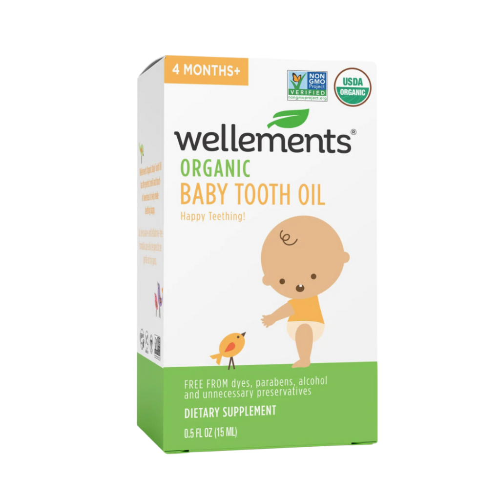 Wellements organic baby tooth oil.