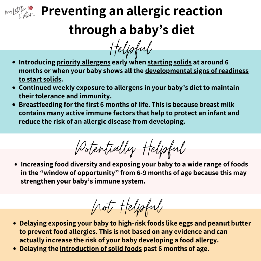 Preventing an allergic reaction to eggs through your child's diet.