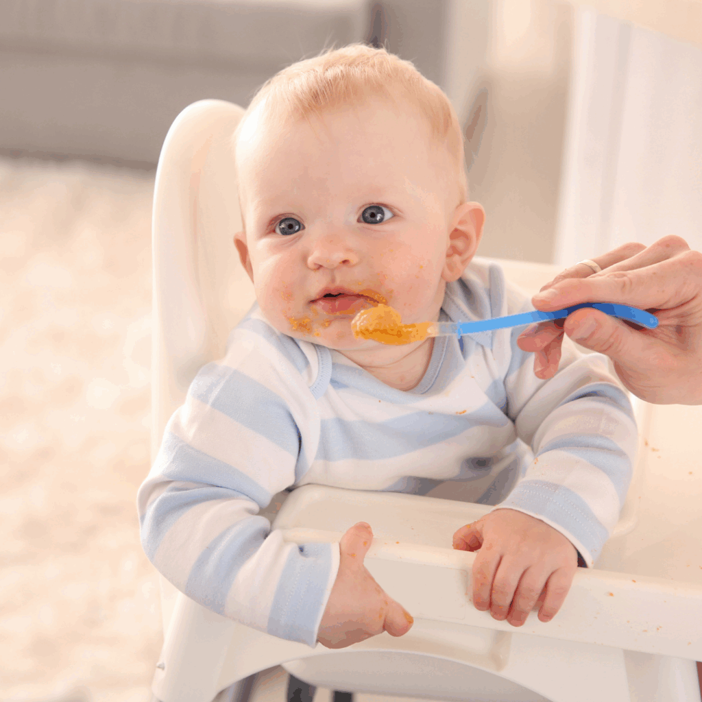 Tricking baby to eat pureed food