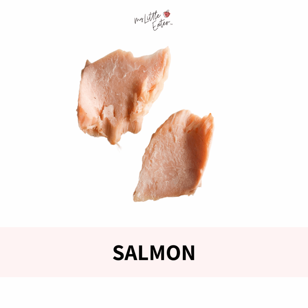 Salmon as one of baby's first baby led weaning foods.