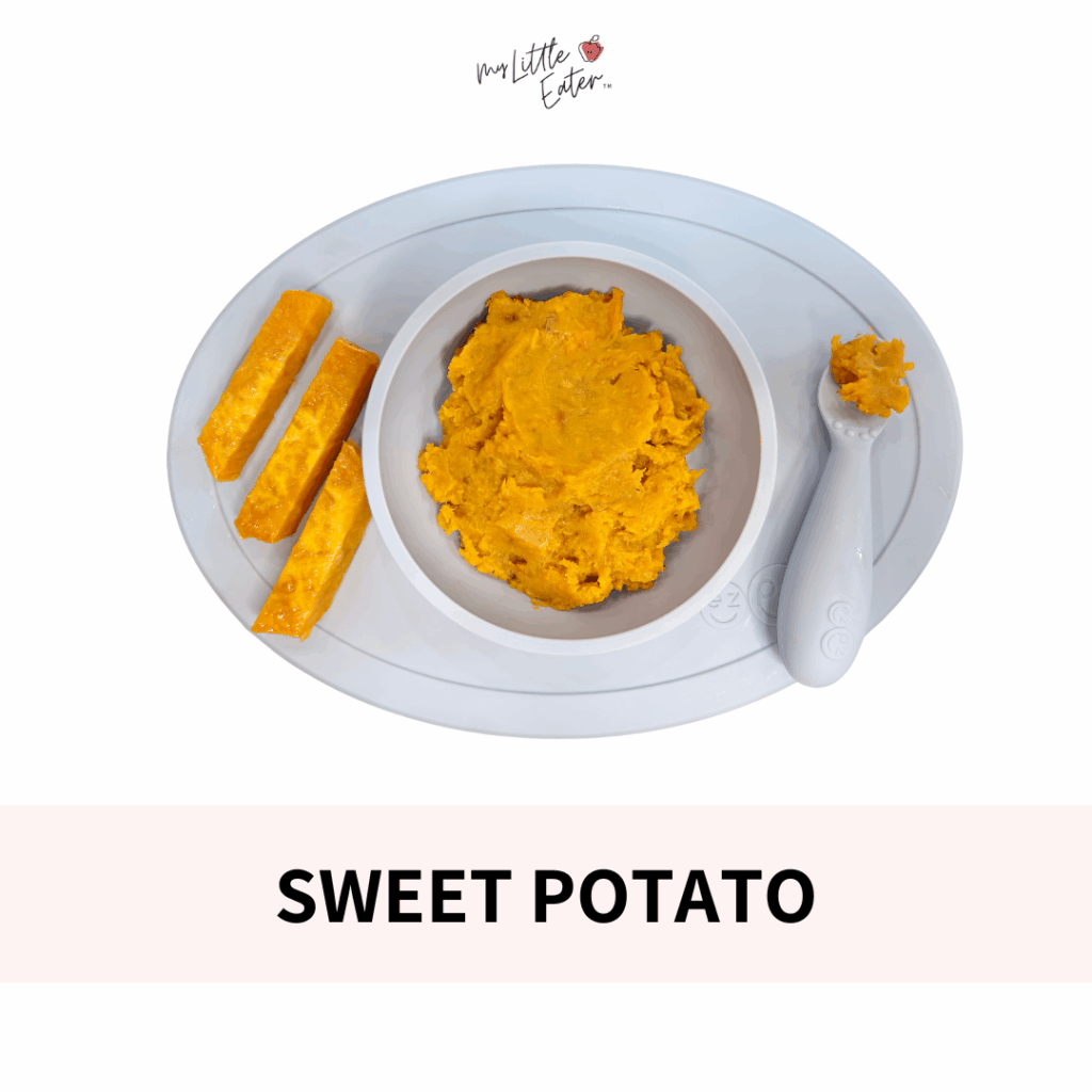 Roasted sweet potato and roasted sweet potato wedges for baby led weaning
